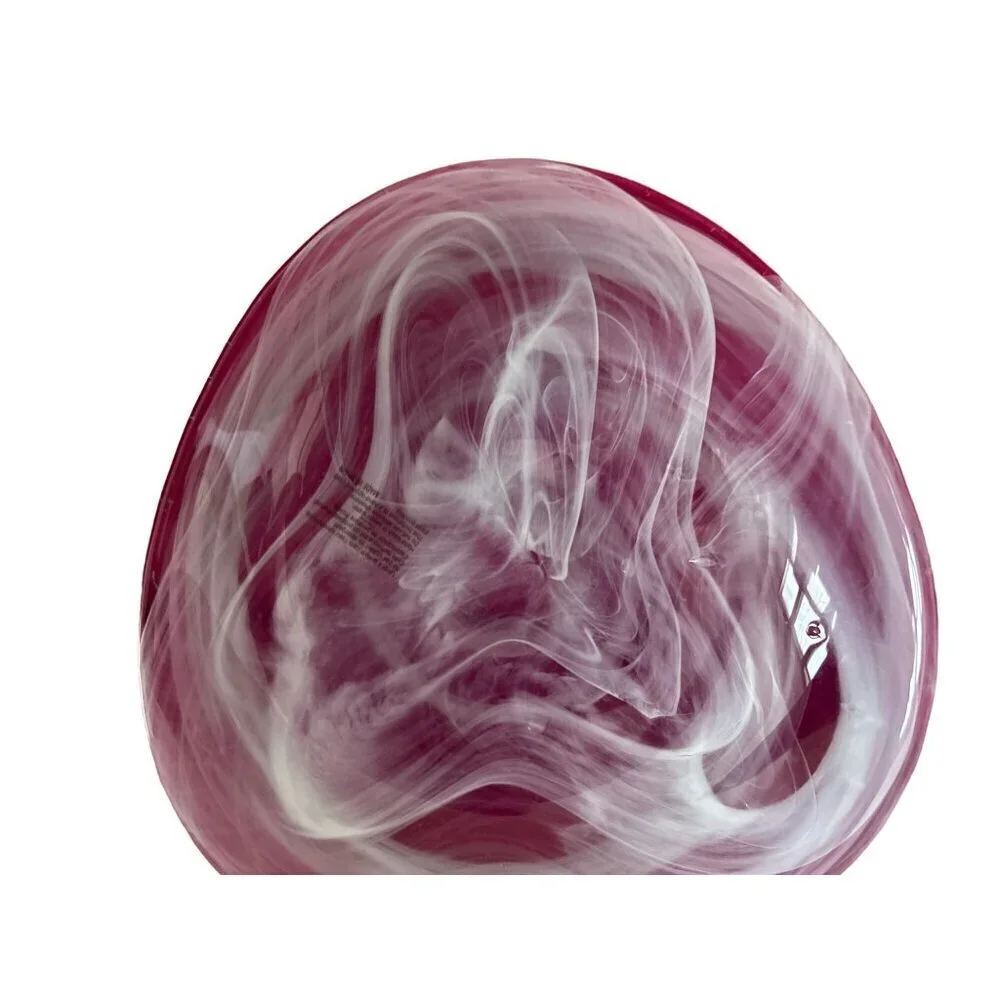 Set of 2 Spanish Glass Bowls by ALAMI Hand blown glass, red outside swirled whit